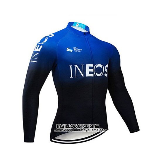 2019 Maillot Ciclismo Castelli Ineos Noir Bleu Manches Longues et Cuissard